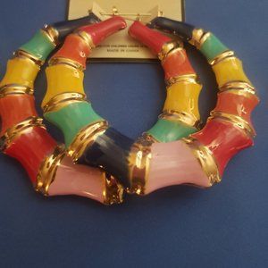 Rainbow, round bamboo hoops